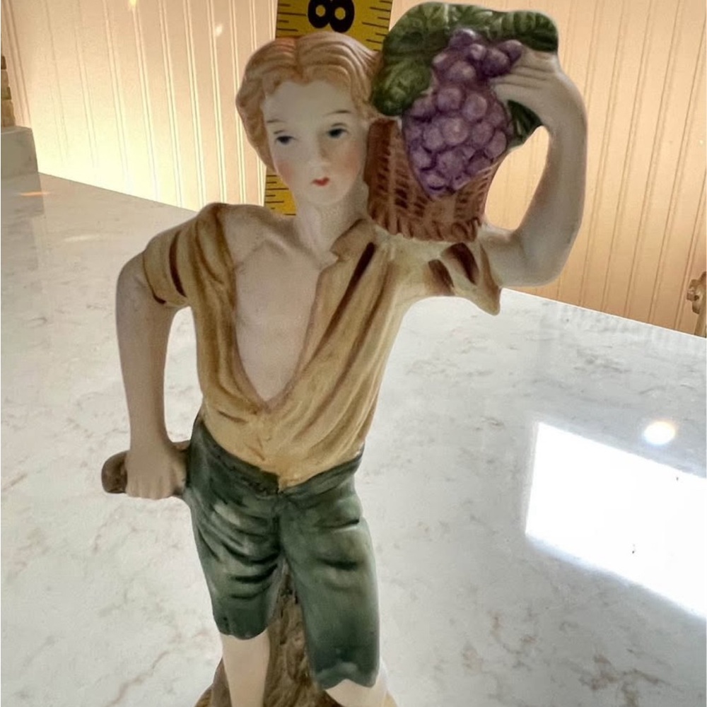 Charming Vintage Figurine Boy with Grapes
